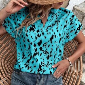 Mint Blue SH Printed Blouse